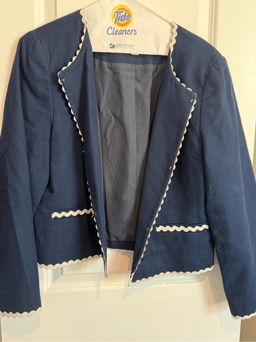J. Crew Navy Women's Skirt Suit with White Ric-Rac Trim
